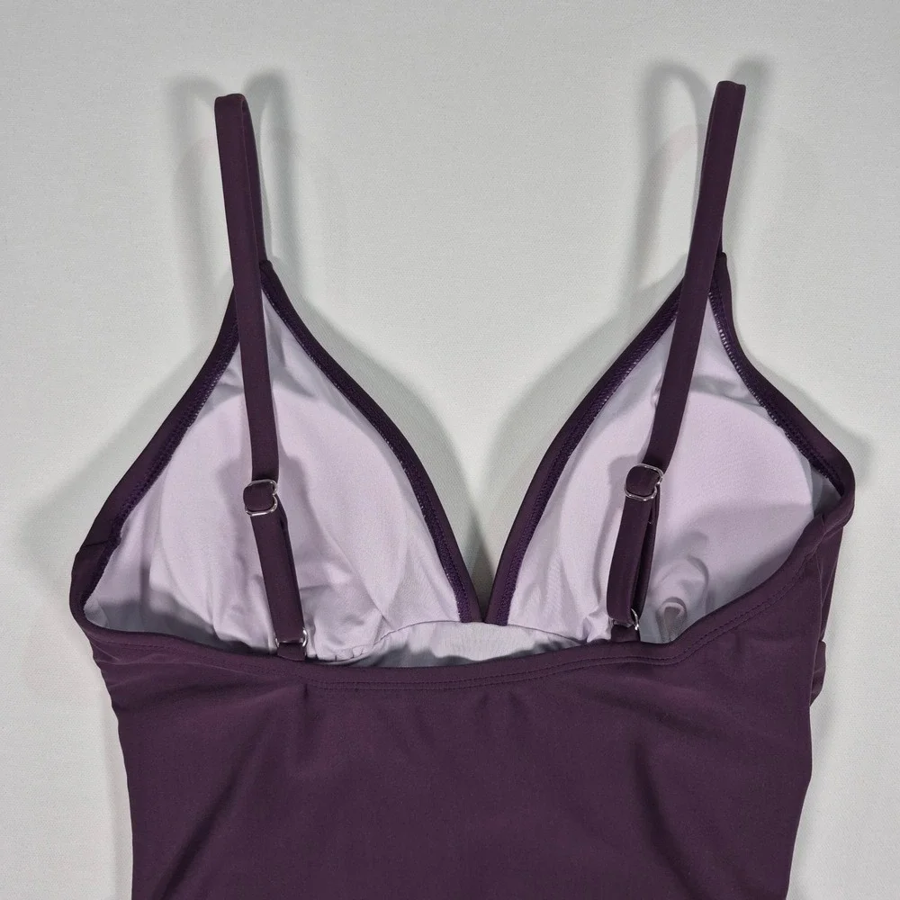 Cupshe Purple Ruched V-Neck One Piece Swimsuit Tummy Control‎ Medium NWT